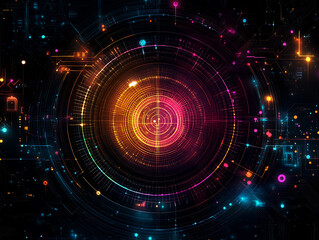 Leinwandbilder - Abstract statistical big data concept complexity graphs and analytical diagrams in technology background bright neon dark