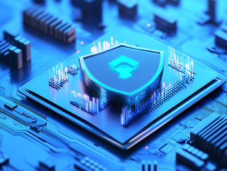 Aufkleber - Cyber security concept with shield icon on blue background