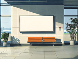 Aufkleber - An empty blank billboard advertising poster in an airport terminal