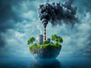 Aufkleber - Decarbonization and reducing carbon or greenhouse gas emissions as an environmentally sustainable concept