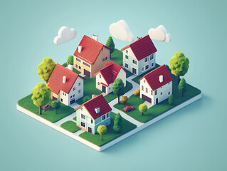 Poster - An illustrative concept of the housing market, showcasing residential real estate development, property investment growth, and the upward trend in housing sales and prices
