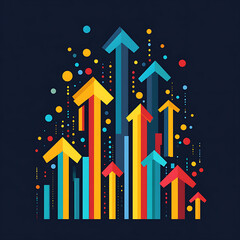 Aufkleber - A stylized graphic of an upward-pointing arrows symbolizing business development, growth, and dynamic success in a corporate or financial context
