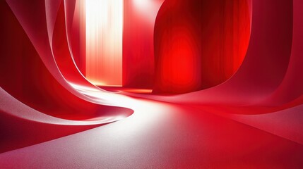 Wall Mural - Abstract red background with flowing curves and waves creating a sense of depth and motion, ideal for artistic, modern, and design-related projects