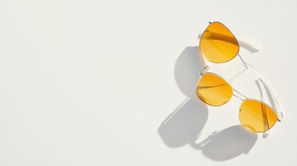 Poster - Sunglasses and sunscreen rest on a white background, ready for fun summer adventures under the bright sun. Generative AI