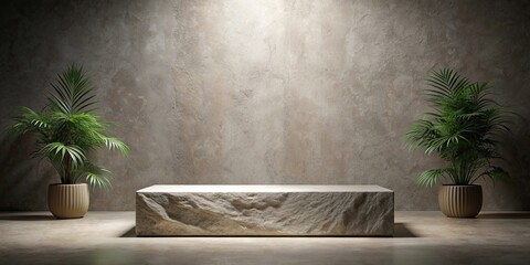 Wall Mural - Rough stone empty podium for luxury product display vertical, rough, stone, empty, podium, luxury, product