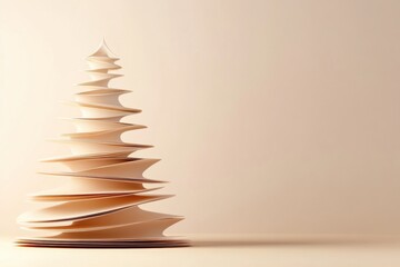 Aufkleber - A beautifully crafted layered paper Christmas tree stands gracefully, offering space for creative personalization in a calm, inviting backdrop. Generative AI