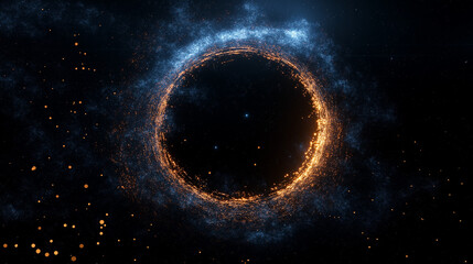 Wall Mural - cosmic ring of fire: a mesmerizing digital rendering of a fiery ring encircling a dark, ethereal spa