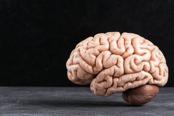 Wall Mural - Close-up of human brain model on dark background