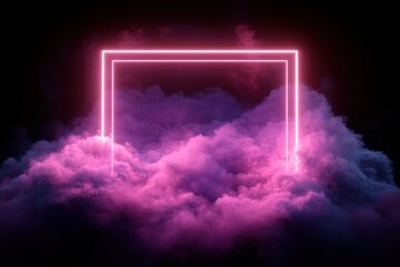 A glowing pink cloud with a square frame in the middle