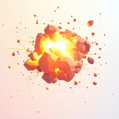 Wall Mural - low-poly explosion illustration.