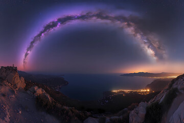 Wall Mural - A beautiful night sky with a purple and blue cloud