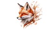 © kim dung - Red Fox Portrait: Digital Painting with Abstract Floral Detail AI Generated