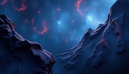 Wall Mural - Alien Landscape Underneath a Starry Night Sky