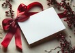 © Tatyana - blank card with red ribbon for holidays birthday celebration note greeting invitation message