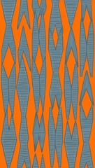 Wall Mural - Gray Trapezoid pattern hand drawn design on Orange background illustration