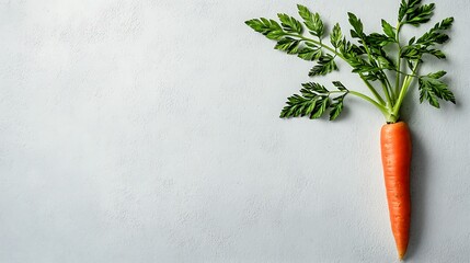 Wall Mural - Fresh Carrot with Green Tops on White Background Healthy Food Produce