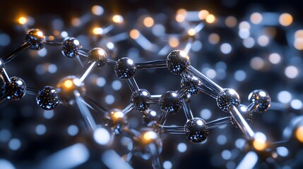 Wall Mural - molecular structure illuminated atoms bonds science