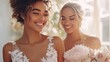 © budi - Two Bridesmaids Smile Joyfully In Wedding Attire