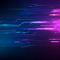 Wall Mural - abstract glowing lines, purple and blue tech background.