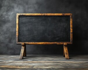 Vintage Blackboard on Wooden Floor