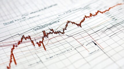 Wall Mural - technology background featuring a dynamic stock market trend chart with data visualization, fluctuat