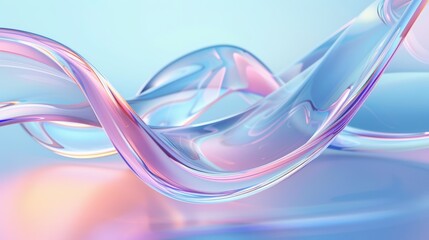 Wall Mural - Abstract blue and purple glass shape with colorful refraction effect background with blurred, wavy lines