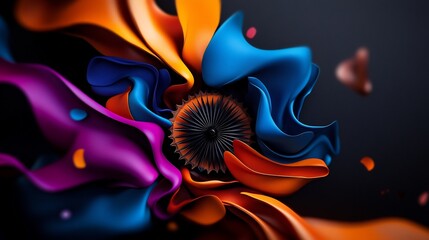 Wall Mural - Abstract Colorful 3D Floral Design: A Symphony of Vivid Hues and Dynamic Forms