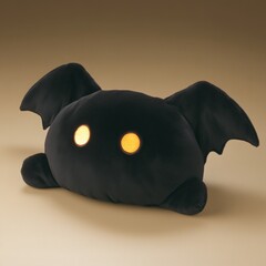 Wall Mural - Cute black bat plush toy with glowing eyes.