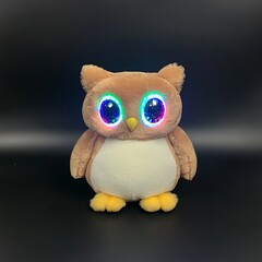 Wall Mural - Light-up plush owl toy with iridescent eyes.