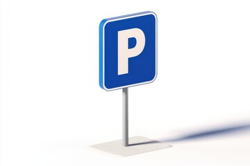 Isometric parking sign blue and white 3D render clean design minimalist