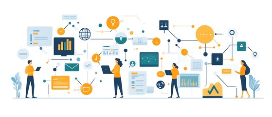 Poster - Abstract corporate digital transformation scene, showing the integration of cuttingedge technology reshaping business processes and creating new opportunities