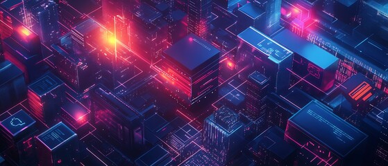 Aufkleber - Abstract corporate digital transformation scene, showing the integration of cuttingedge technology reshaping business processes and creating new opportunities