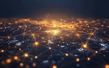 Poster - Innovative abstract visuals representing digital transformation in the corporate world, with technology seamlessly blending into business processes to drive change