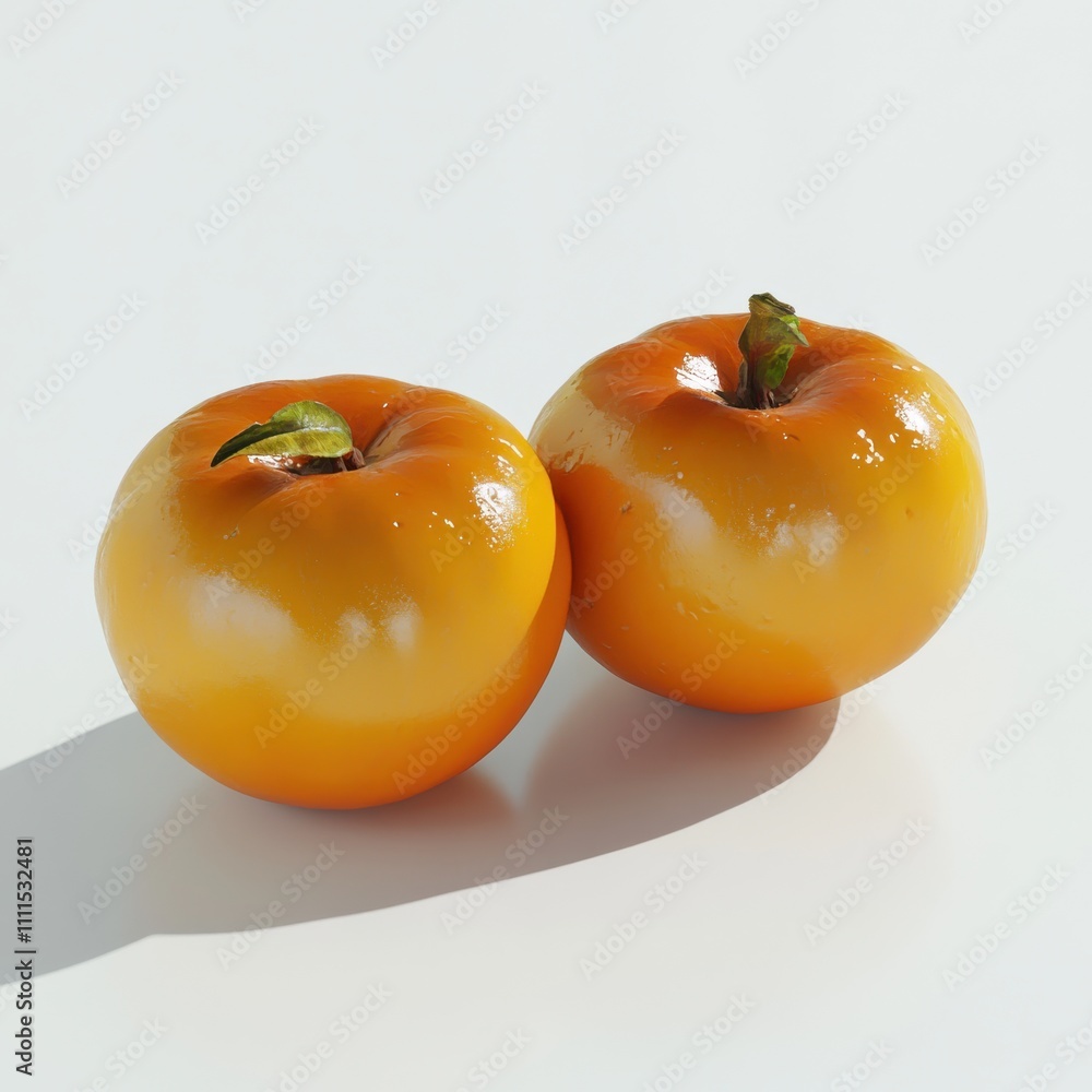 persimmon fruit vibrant orange color ripe glossy skin calyx intact ...
