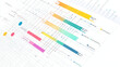 © JCreative - Gantt chart concept. minimalist Gantt timeline graph featuring clean lines and vibrant colors.