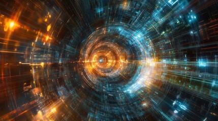 Wall Mural - quantum computing in data analytics, high-tech environment