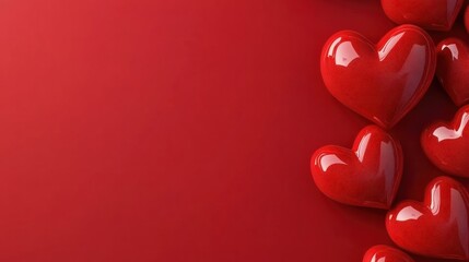 Wall Mural - Valentines day background with red hearts for love concept with copy space