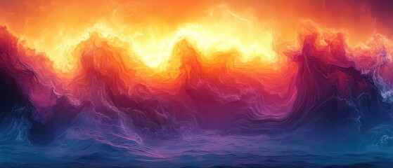 Wall Mural - Vibrant Abstract Sunset Ocean Flowing Colors Fluid Art