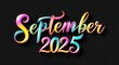 © Erlinda - september 2025 colorful calligraphic shining shiny smooth lettering on plain black background