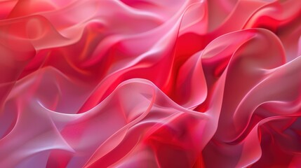 Wall Mural - Red and pink background with three-dimensional smooth red waves.