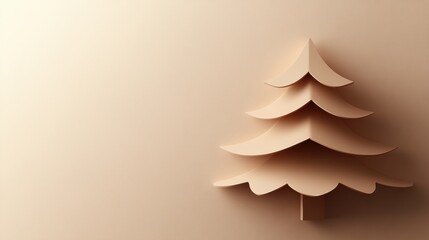 Aufkleber - A beautifully crafted layered 3D paper Christmas tree stands ready for festive customization, perfect for holiday decorations or cards. Generative AI