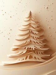 Aufkleber - Intricately designed layered 3D paper Christmas tree features blank areas for custom text and decorations, perfect for holiday creativity. Generative AI