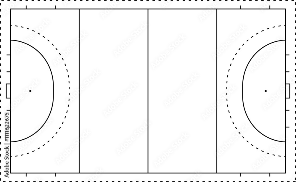 Field hockey pitch top view vector illustration Field hockey Size and