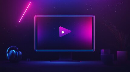 Wall Mural - video player mockup. web video frame template. channel video screen mockup. vector illustration