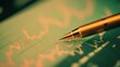 © Natchooda - A detailed close-up of a financial chart with an orange pen, focusing on market data and analysis, symbolizing business insights