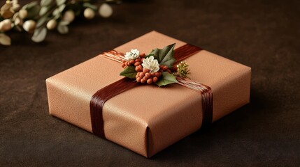 Sticker - Elegant gift wrapped with natural decorations