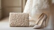© Boonnam Burart - Elegant bridal accessories with pearl details and lace dress