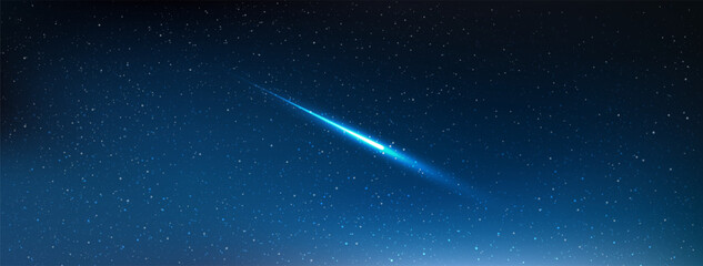 Wall Mural - a high quality shooting star in the dark blue sky background. astrology horizontal background. stard