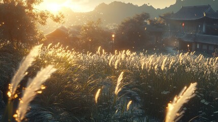 Poster - field of wheat and sunset