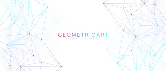 Wall Mural - global network connection website header or banner design. abstract background with connecting dots 